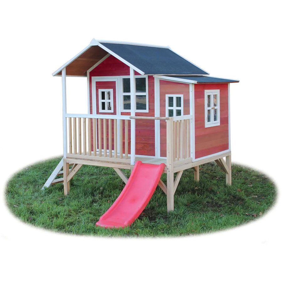 EXIT Toys Loft 350 Holzspielhaus Spielturm, rot, B/H/T: 190 x 215 x 322 cm - Bild 3