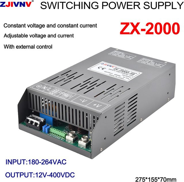 ZJIVNV Hochleistungs-Schaltnetzteil ZX-2000 mit 2000 W, CC/CV Spannungs- und Stromeinstellung, AC-DC 12 V bis 400 V mit externer Steuerung - Bild 1