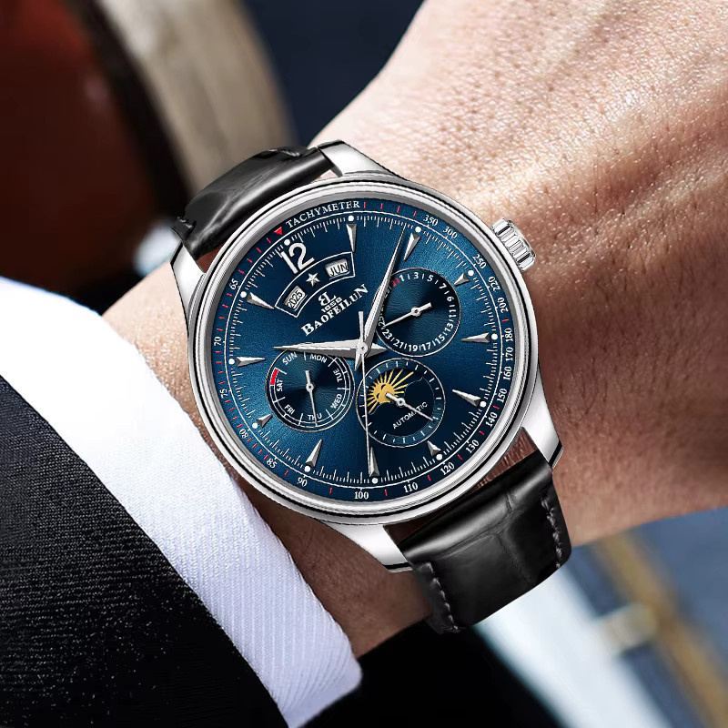 BAOFEILUN Armbanduhr Automatik, Edelstahl, Blau, Herren - Bild 4