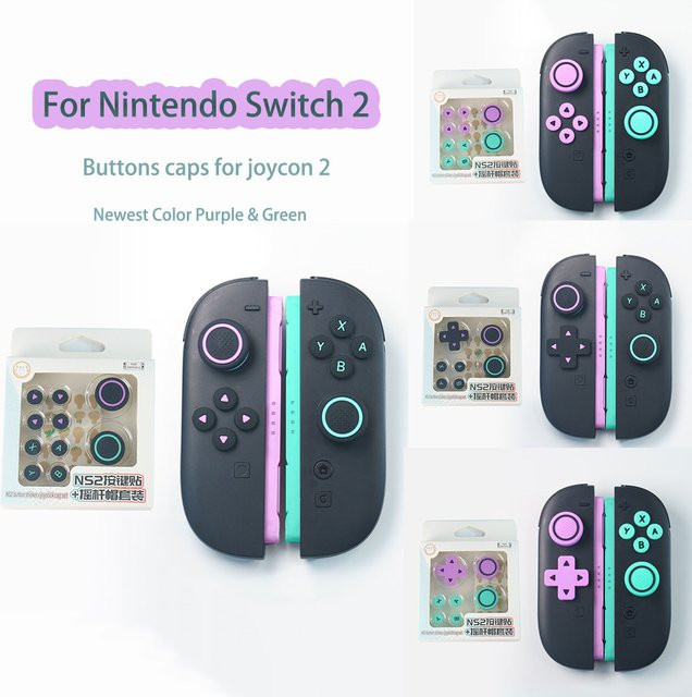 Silikon-Tastenaufkleber und Joystick-Griffkappen für Nintendo Switch 2, Set für D-Pad, ABXY-Tasten und Analogsticks, Multicolor - Bild 1
