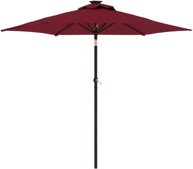 vidaXL Sonnenschirm mit LED und Stahlmast in Weinrot, B/T/H: 225 x 225 x 212 cm - Bild 1