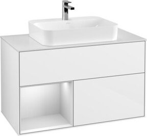 V&B Waschtischunterschrank Finion 100 in Weiß glänzend lackiert, Breite: 100 cm, Tiefe: 50,1 cm, Höhe: 50,1 cm - Bild 1