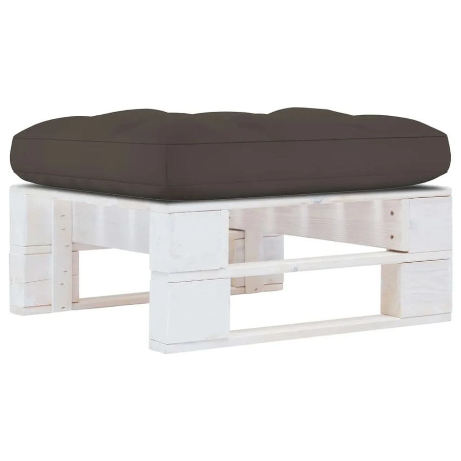 vidaXL Outdoor-Ottomane aus imprägniertem Kiefernholz in Weiß-Taupe mit Polstern - Bild 2