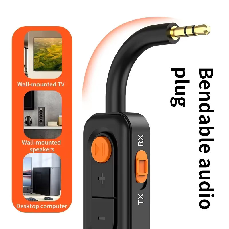 Kebidumei 2-in-1 Bluetooth 5.4 Sender und Empfänger in Schwarz mit 3,5 mm Klinkenanschluss für TV, PC, Kopfhörer und Auto - Bild 5