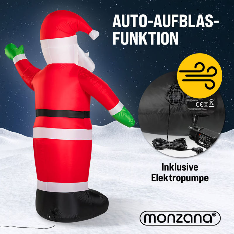 Monzana Aufblasbarer Weihnachtsmann XXL in Mehrfarbig, Höhe: 180 cm - Bild 3
