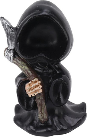CosyHome Sensenmann Skulptur aus Harz in Schwarz als gotische Desktop-Statue für Halloween-Dekoration