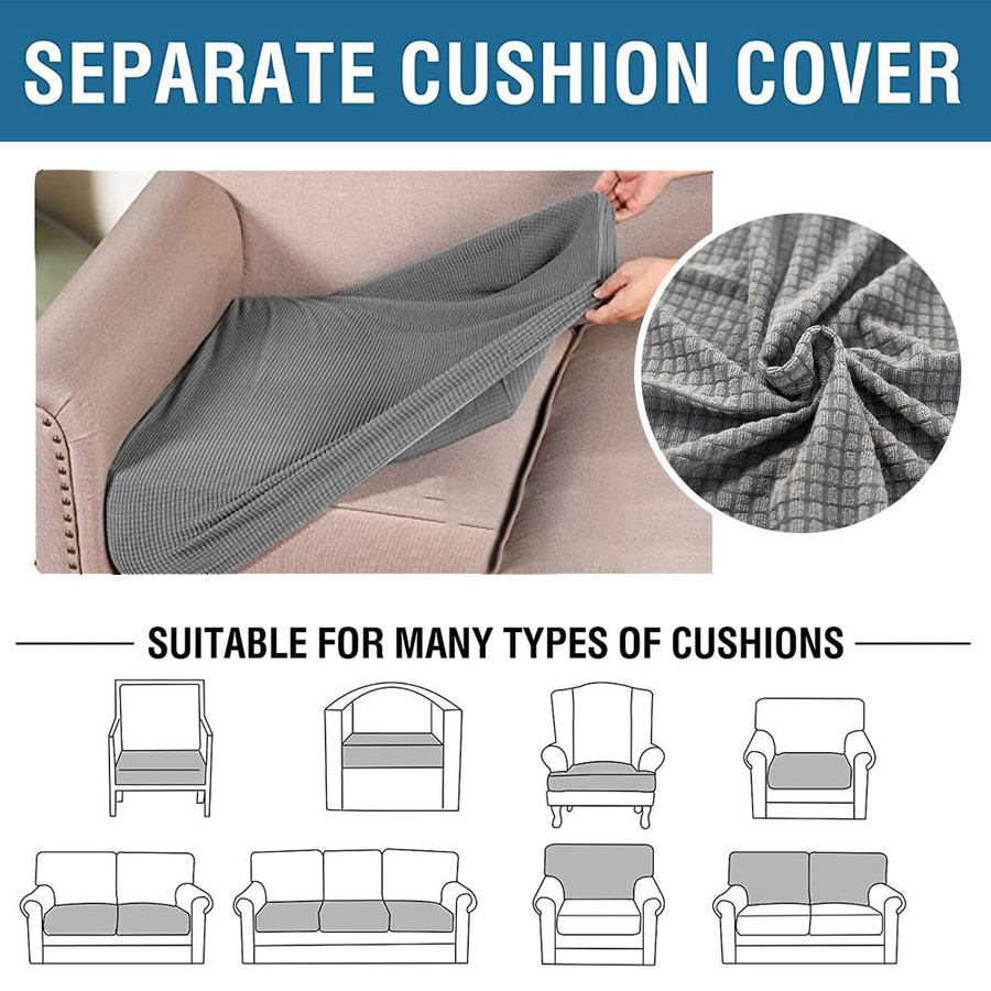 BRHUIXUE Jacquard Sofakissenbezug aus Polyester, wasserabweisend und elastisch, beige, rechteckig - Bild 1
