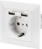 Digitus Unterputz-Steckdose mit 2x USB-A in Weiß - Bild 1