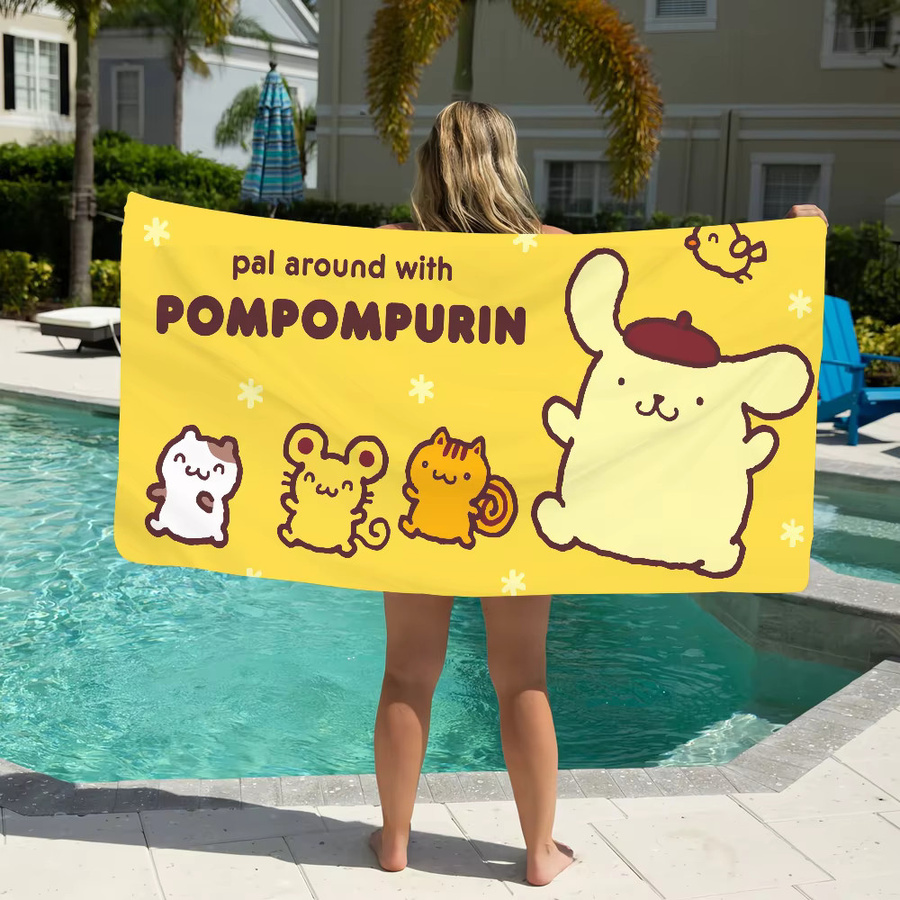 P-Pompompurin Handtuch in Gelb, schnell trocknendes Cartoon-Strandtuch für Sport und Reise - Bild 2