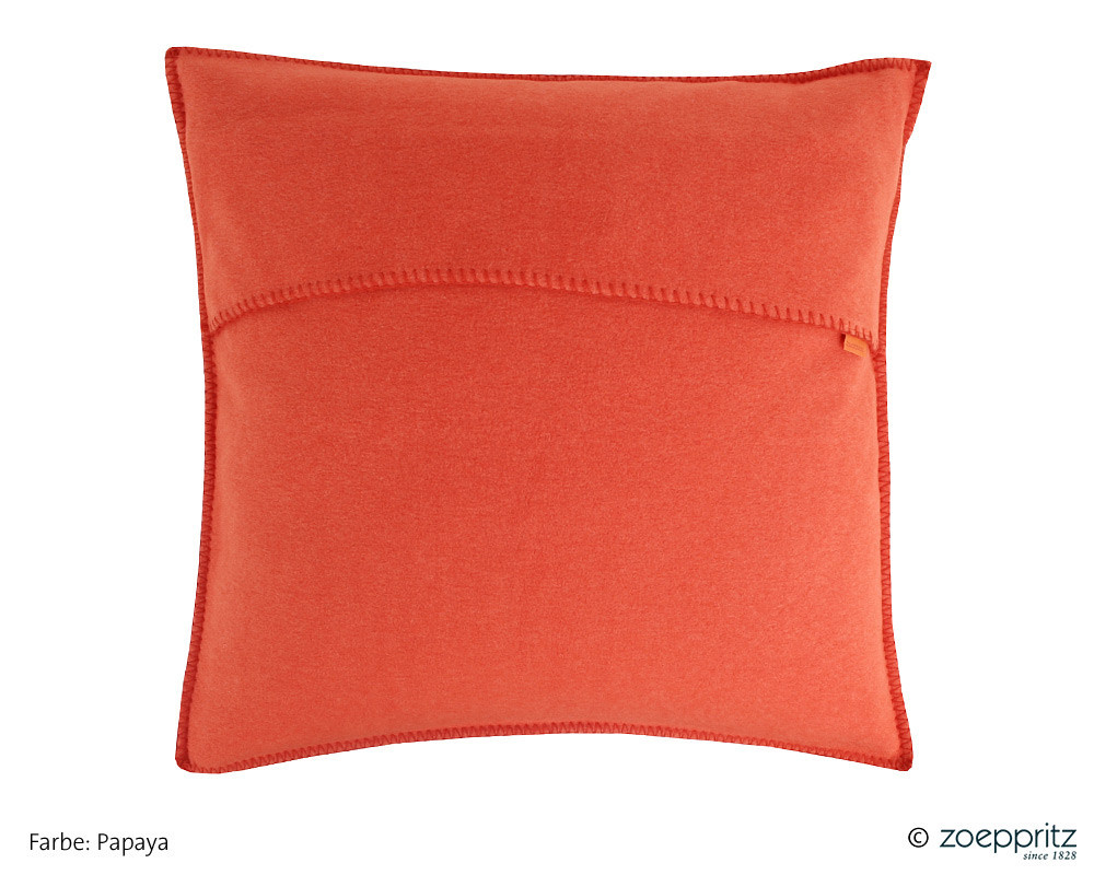 Zoeppritz Soft-Fleece Kissenhülle mit Häkelrand in Orange, B/B: 50 x 50 cm - Bild 1