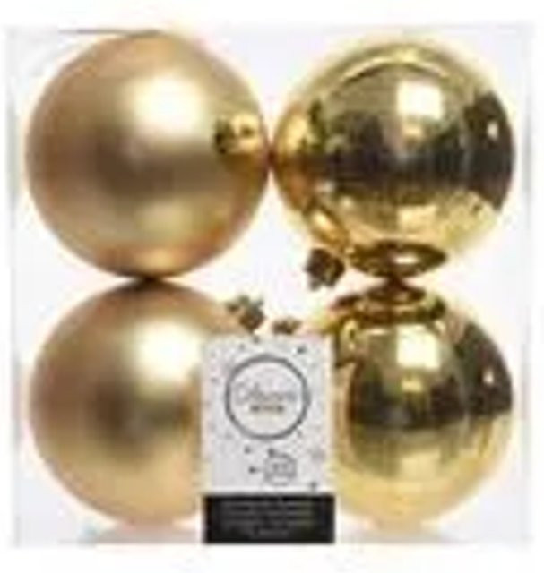 Kaemingk Weihnachtsbaumkugeln Gold Glanz, 4 Stück, Bruchfest, Durchmesser: 10 cm - Bild 1