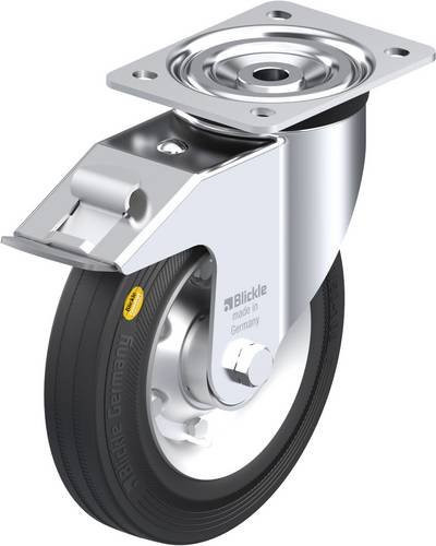 Blickle Lenkrolle 78543 L-RD 200K-FI mit Feststeller in Schwarz und Silber, Rad-Durchmesser: 20 cm, Tragfähigkeit: 350 kg - Bild 1
