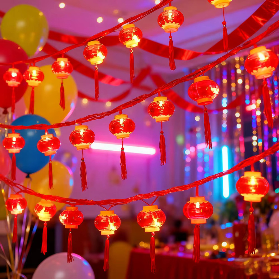 Rote LED-Lichterkette mit Laternen im orientalischen Stil für das Neujahrsfest und Weihnachtsdekoration via USB - Bild 2
