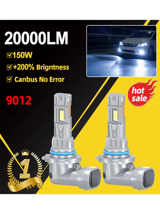 Roadsun Universal LED Canbus Scheinwerfer 9012 HIR2 20000LM mit 3570 Chip in Silber - Bild 7