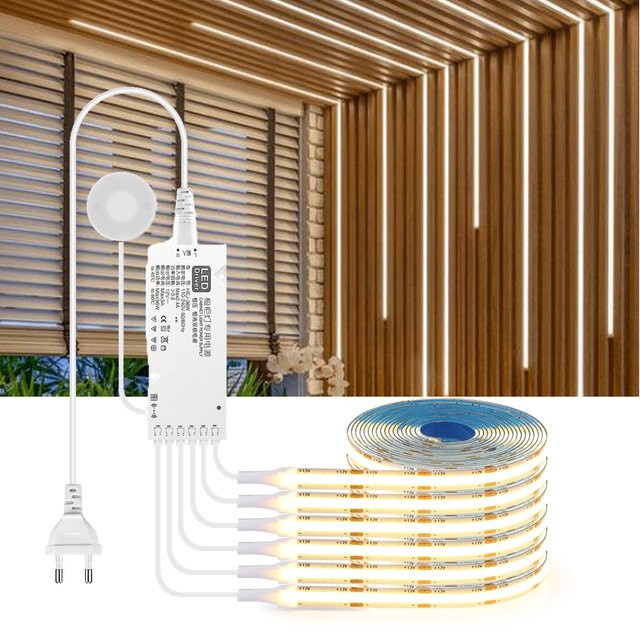 Rybakov Linearer COB-LED-Streifen mit Holzgitter in Weiß und Warmweiß zur Wand- und Deckendekoration - Bild 1