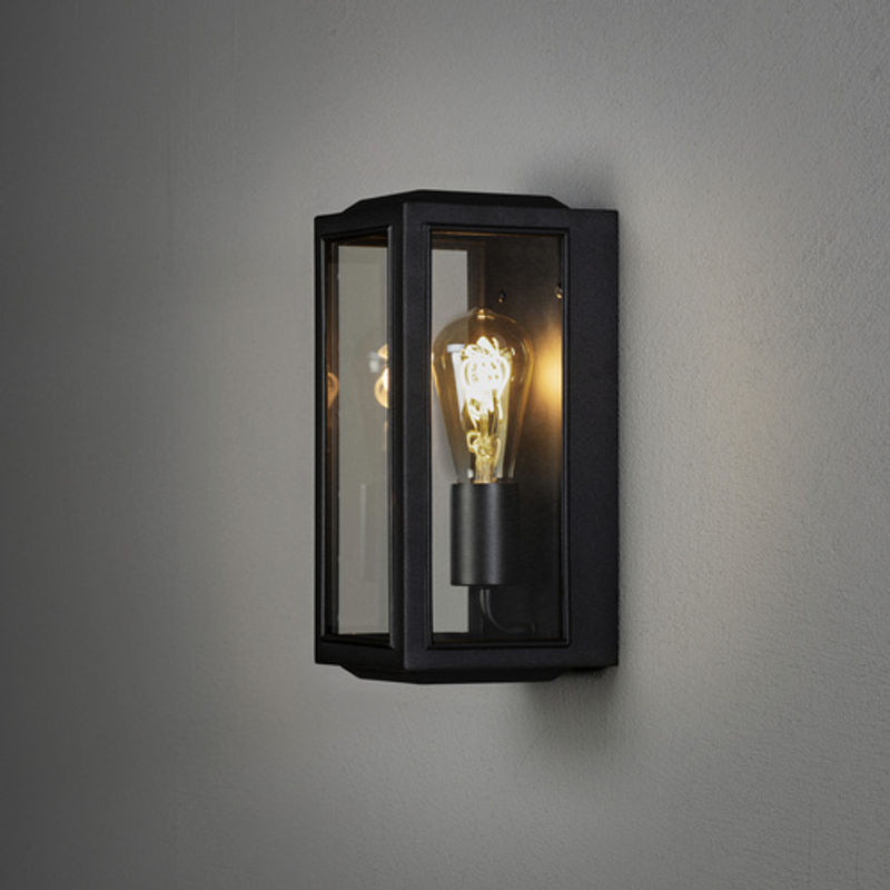 Konstsmide Wandleuchte Carpi in Schwarz für den Garten, dimmbar, IP44, E27, mit Glas und Metall - Bild 4
