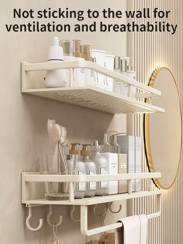 YUNJIEYA Eckregal zur Wandmontage für Badezimmer und Küche, Weiß/Grau/Schwarz - Bild 3