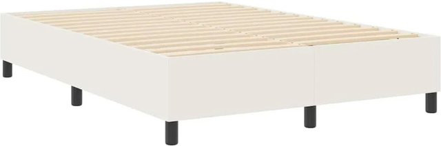vidaXL Plattformbettgestell aus Kiefer und Stoff in Creme/Beige B/T/H: 140 x 190 x 35 cm - Bild 1