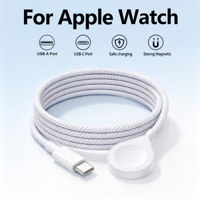 Tekagic Magnetisches kabelloses Schnellladekabel für Apple Watch mit USB-C Anschluss, Schwarz - Bild 1