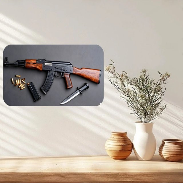CIFBUY Vintage AK47 Gewehr Metall Wandkunst Dekor in Schwarz - Bild 1