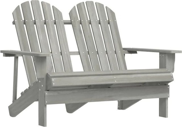 vidaXL Adirondack-Gartenbank 2-Sitzer aus Massivholz in Grau - Bild 1