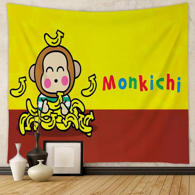 Monkichis Bohemian Wandteppich mit Cartoon Affe im Tarot-Stil, B/H: 70 x 50 cm - Bild 1