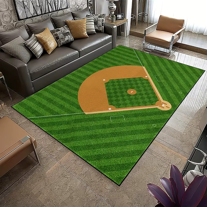 VIKAMA Baseball Field Design Teppich, mehrfarbig, maschinenwaschbar, B/T: 160 x 120 cm - Bild 2