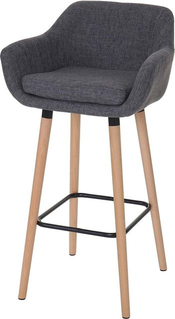 MCW Barhocker Vaasa T381 Tresenhocker mit Armlehnen aus Textil und Buchenholz in Grau - Bild 1
