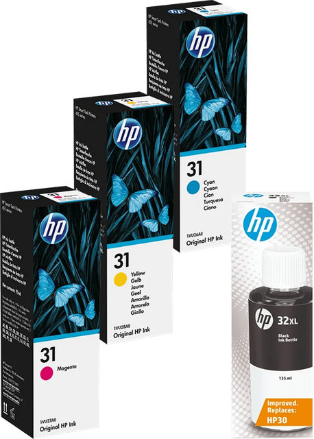 HP 32XL und HP31 Tintenflaschen Kombipack für Inkjet-Drucker in Multicolor - Bild 1