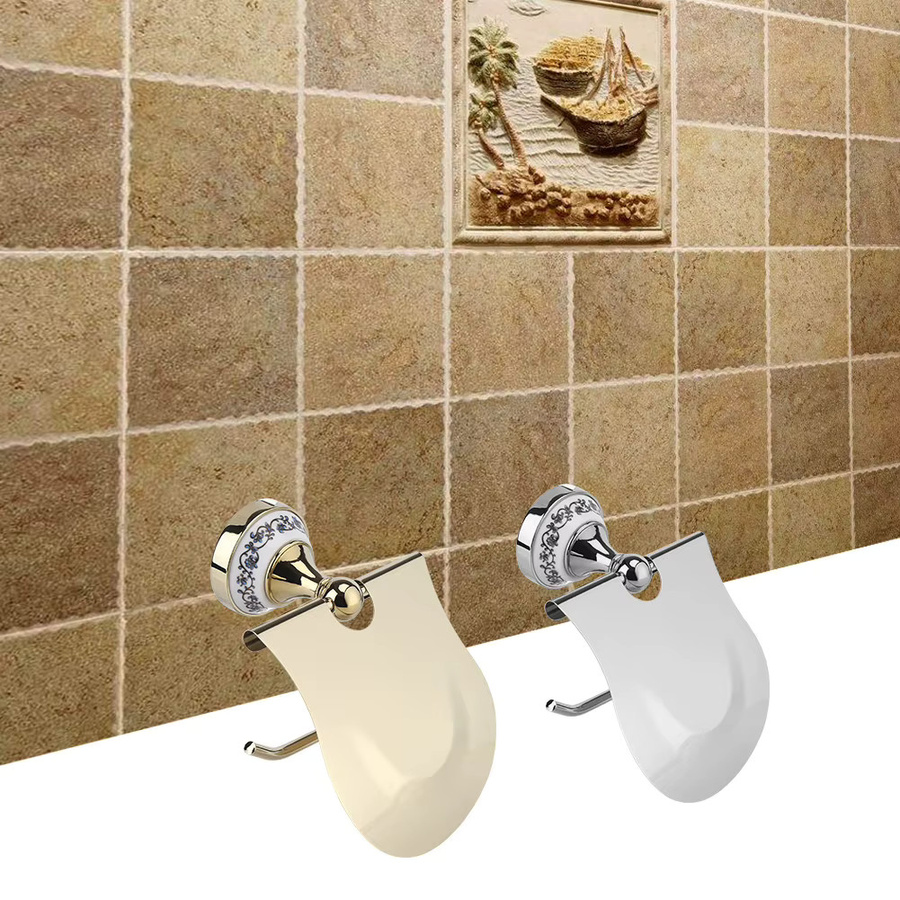 Aramox Wandmontierter Toilettenpapierhalter mit Abdeckung, Poliert - Bild 2