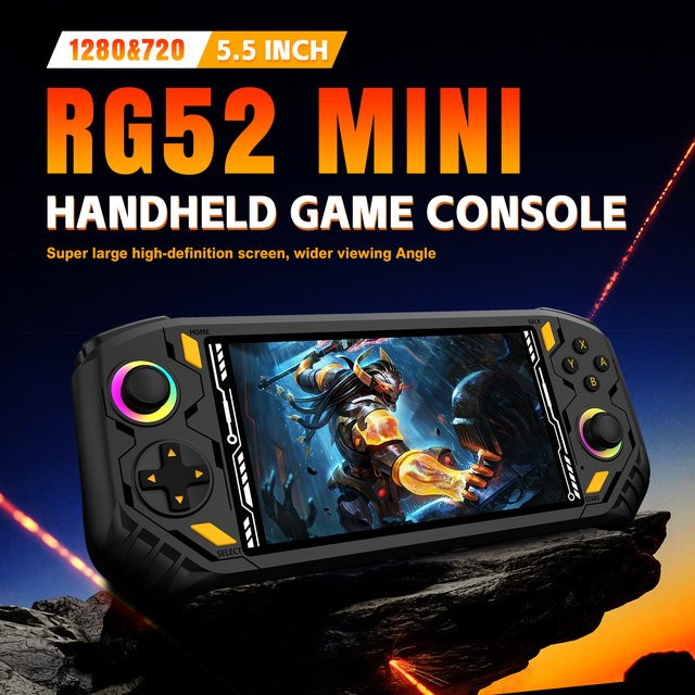 AISLPC RG52 MINI Retro Handheld Spielkonsole in Grün mit 5,5 Zoll IPS Display, RK3562 Chip, WLAN und Bluetooth - Bild 1