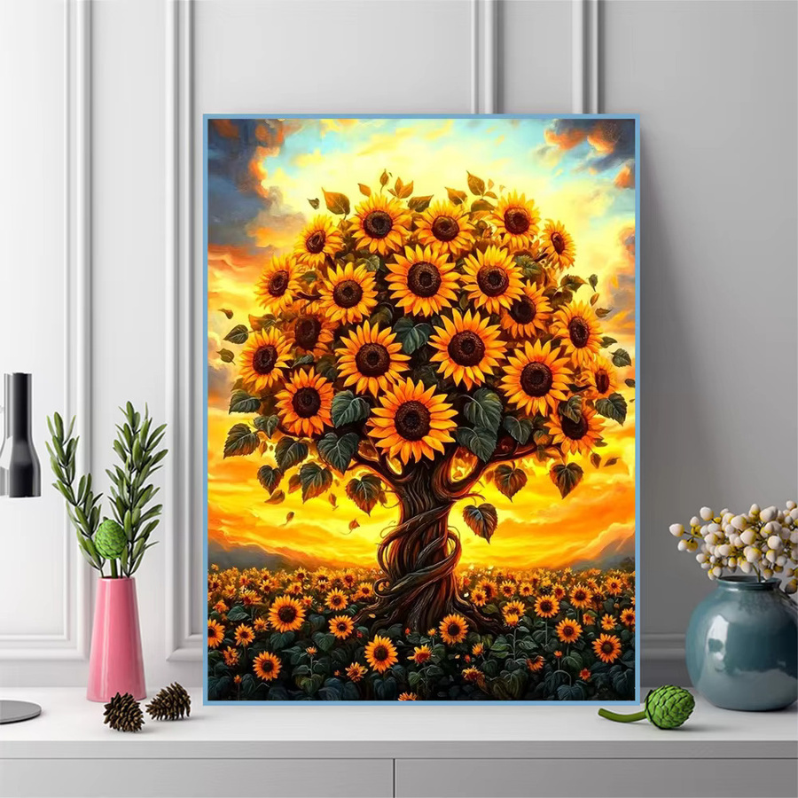 Momoart Sonnenblumen-Diamantstickerei, Baum-Gemälde, DIY Diamant-Mosaik - Bild 3