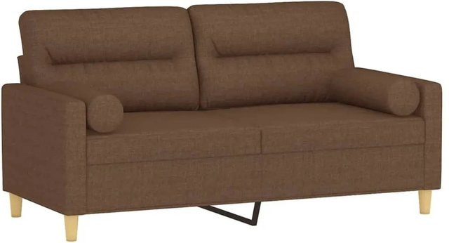 vidaXL 2-Sitzer-Sofa in Braun mit Zierkissen, modernes Design aus Stoff und Metallrahmen - Bild 1