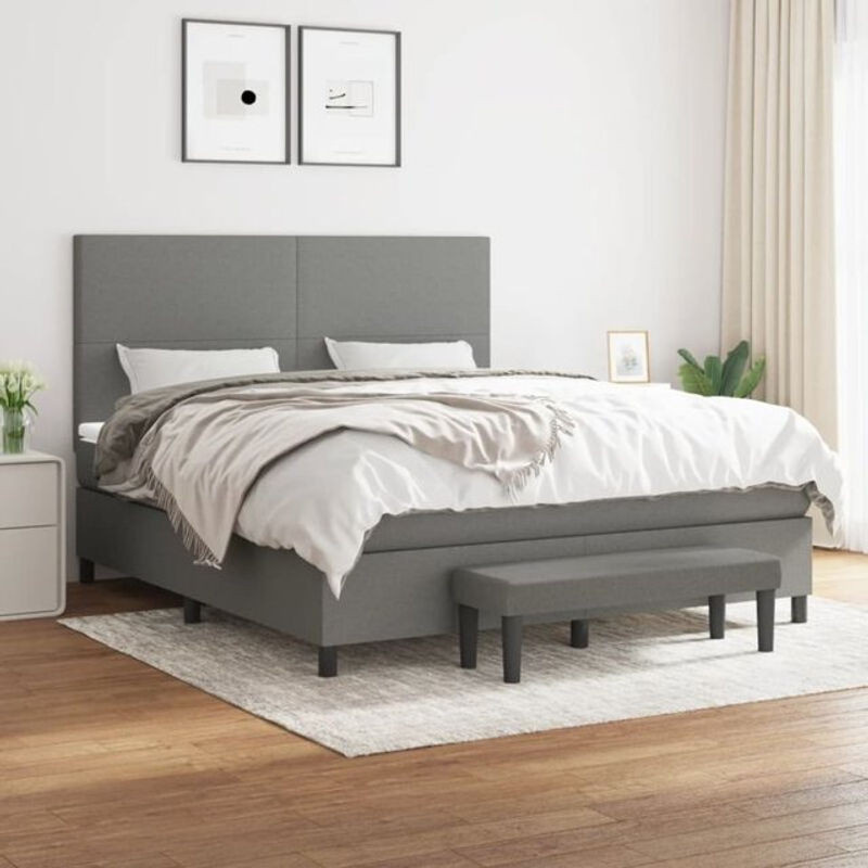 Vidaxl Boxspringbett mit Matratze in Anthrazit und Grau aus Stoff, B/T/H: 180 x 200 x 118 cm - Bild 1