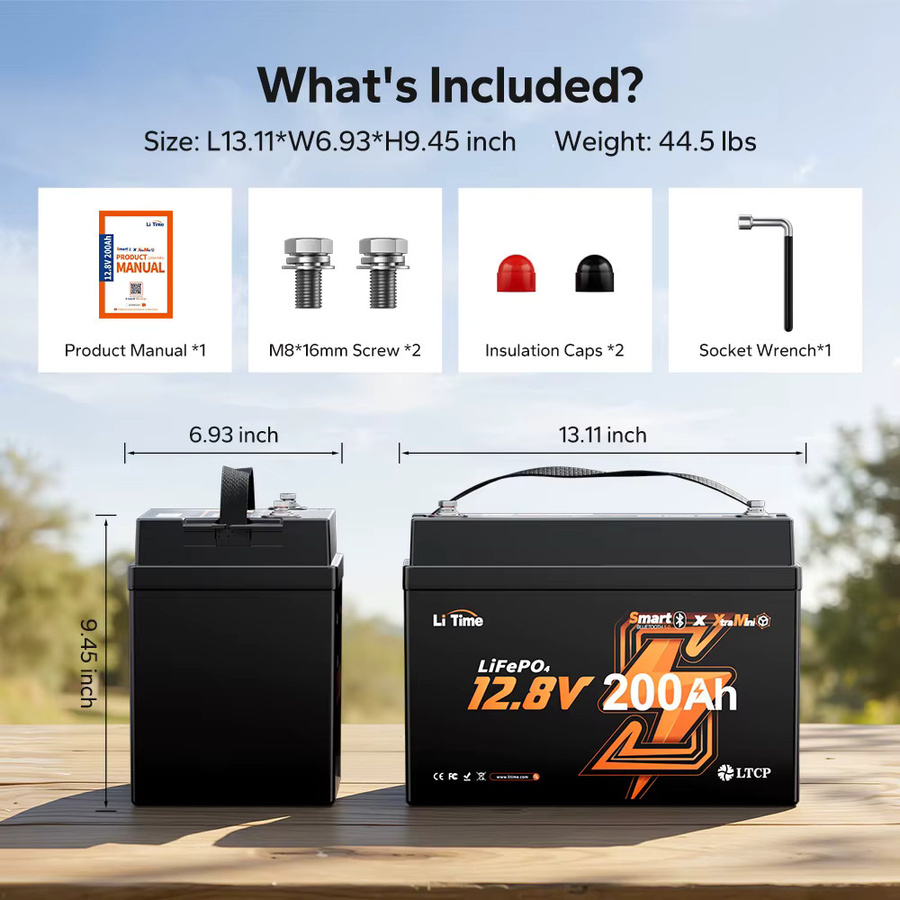 Litime 12V 200Ah LiFePO4 Batterie mit Bluetooth und Niedertemperaturschutz in Schwarz - Bild 7