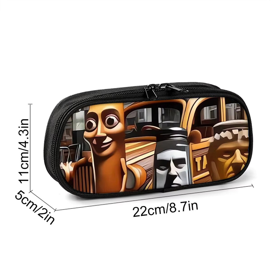 Mehrschichtiges Federmäppchen mit italienischem Brainrot-Print als flache Cartoon-Stifttasche in Multicolour - Bild 2