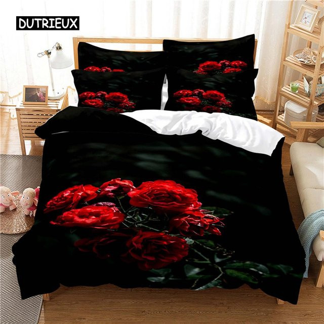 Blumenbettwäscheset mit 3D-Digitaldruck von Binchi Outdoor Product, Mehrfarbig, B/H: 135 x 200 cm - Bild 1