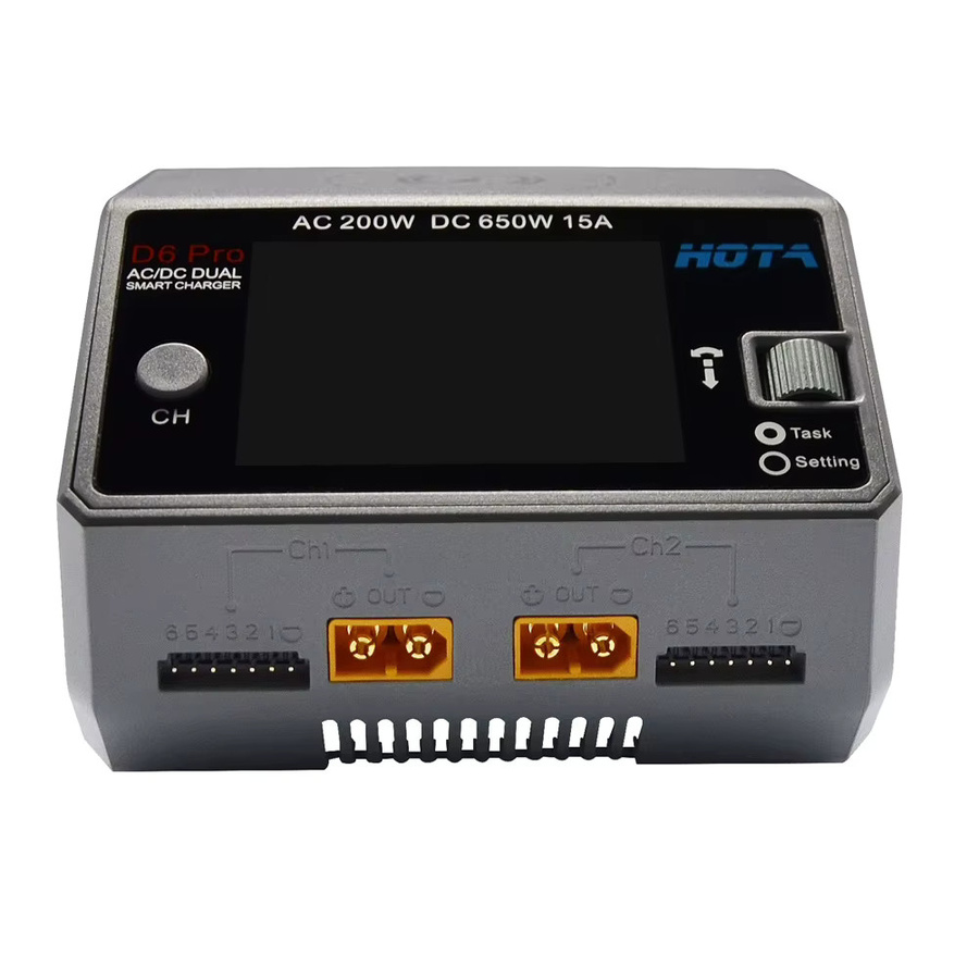 HOTA D6 Pro Smart Batterie Ladegerät und Entlader in Schwarz mit 200W AC und 2x325W DC für LiPo RC Drohnen Ersatzteile - Bild 3