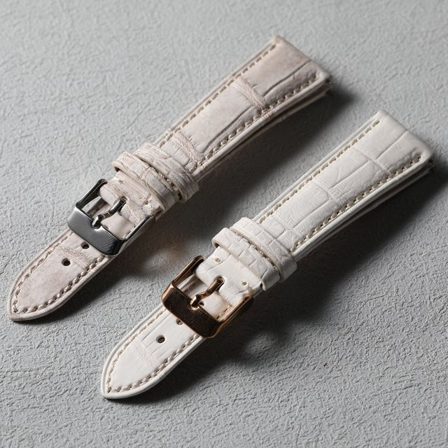 Raystray Armband, weißes Himalaya-Krokodilleder, Edelstahl, Herren - Bild 1