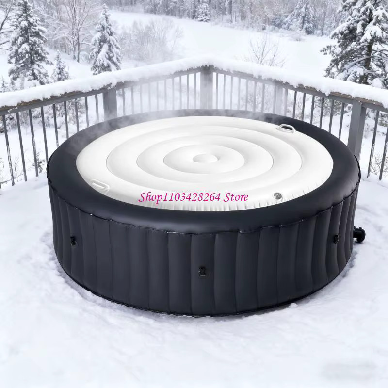 Verschleißfeste aufblasbare Thermo-Abdeckung für runde Outdoor-Spas, Farbe: Weiß, Durchmesser: 145 cm - Bild 2