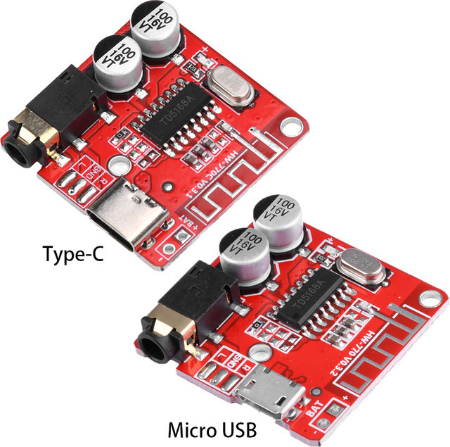 Dmyond Bluetooth BT5.1 Audio-Empfängermodul für Auto mit MP3 WAV Decodierung und Lautsprecher-Verstärker in Rot - Bild 1