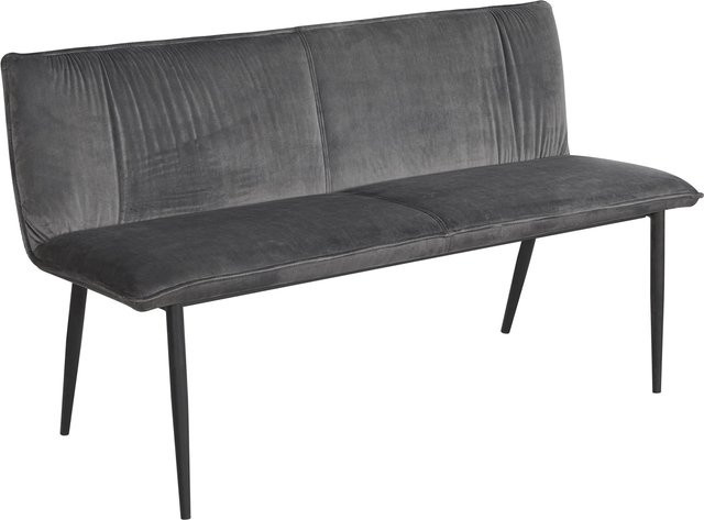 HTI-Living Bank Bangor aus grauem Velvet mit gemustertem Print auf der Rückseite - Bild 1