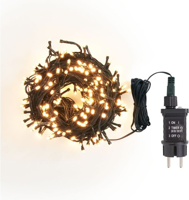 Outdoor Mini-LED-Lichterkette mit 240 warmweißen LEDs in Grün mit Timer für Außenbereich, Terrasse und Weihnachtsdekoration - Bild 1