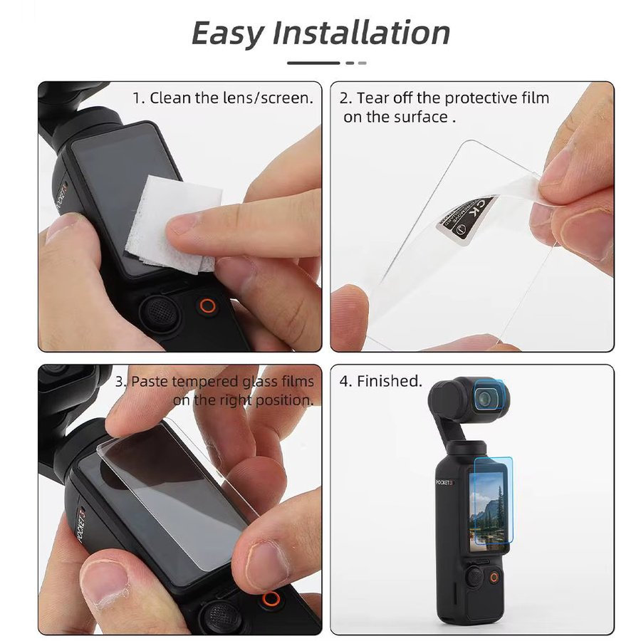 Sunnylife Schutzfolien-Set für Osmo Pocket 3, hochauflösendes und explosionsgeschütztes Zubehör für Linse und Bildschirm, transparent - Bild 6