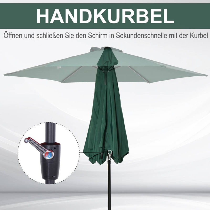 Outsunny Sonnenschirm grün aus Stahl und Aluminium mit Polyesterbespannung B/H/T: 270 x 235 x 260 cm - Bild 5