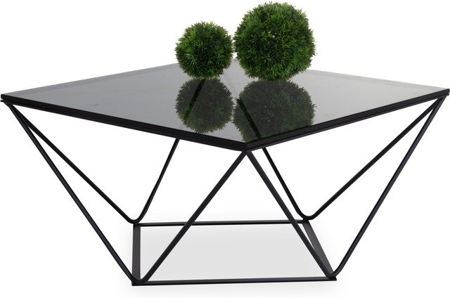 Couchtisch 8530 HASSE in Grau mit Rauchglas und Metall, B/T/H: 75 x 40 x 27 cm - Bild 1