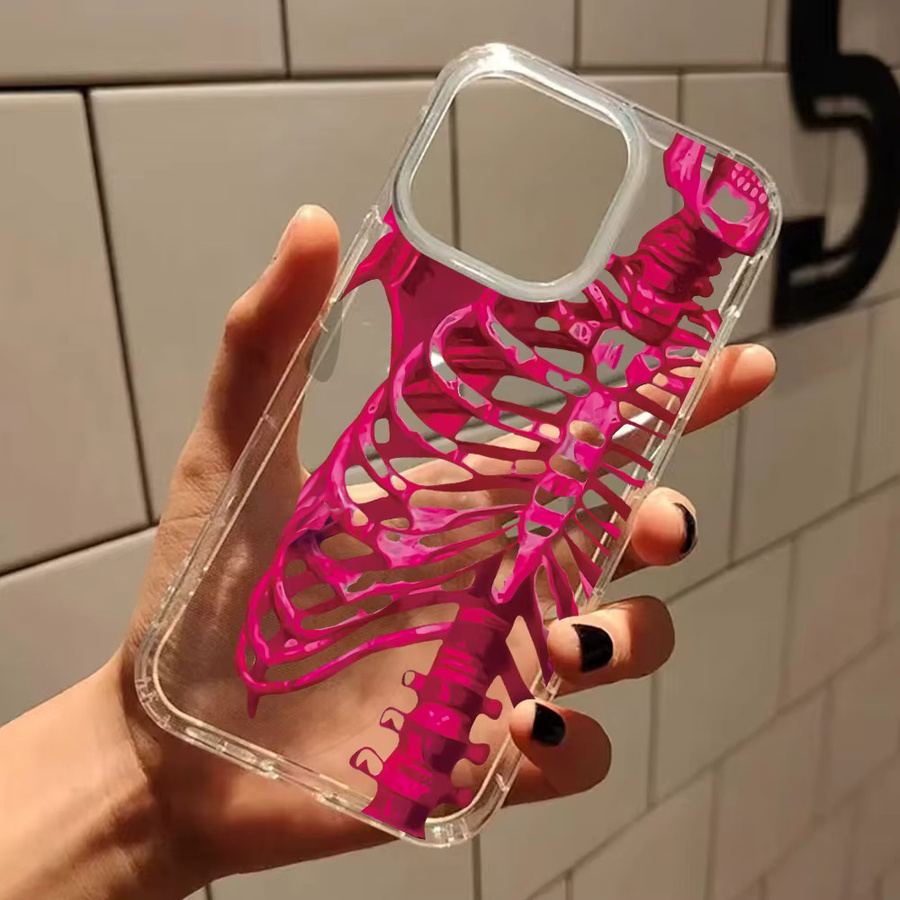 Transparente Silikon-Softcover-Hülle mit Skelett-Muster für Apple iPhone 17 16 15 14 13 12 11 Pro Max Plus X XR XS - Bild 3