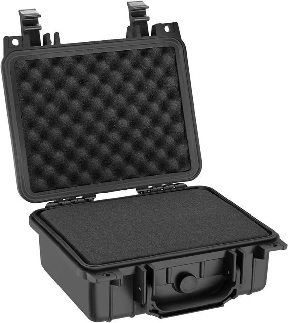 tectake Kamerakoffer aus robuster Hartschale mit 3 Schaumstoffeinlagen, wasserdicht und temperaturbeständig, Schwarz, B/T/H: 50 x 28 x 12,5 cm - Bild 1