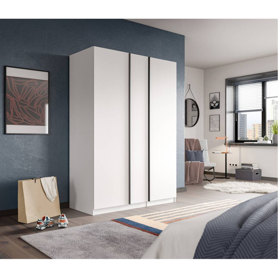 Kleiderschrank OAKLAND von xonox.home in Weiß mit Schwebetüren, B/H/T: 130 x 183 x 53 cm - Bild 2