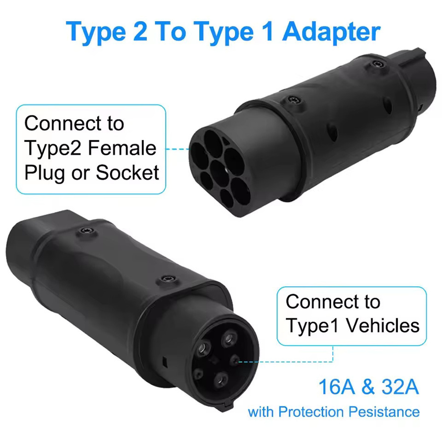 Teschev Elektrofahrzeug Ladeadapter Typ 2 auf Typ 1 J1772 EV-Adapter in Schwarz - Bild 6